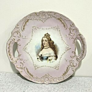 Vintage Carlsbad Porcelain Cake Plate Marie Therese Portrait Cabinet Display